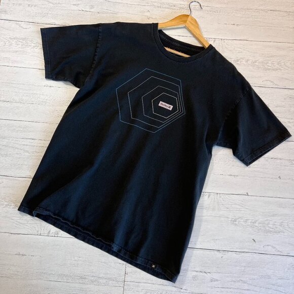 Hurley T Shirt Mens Size Large Black Spritzer 100% Cotton Casual Everyday Surfer - Picture 1 of 13